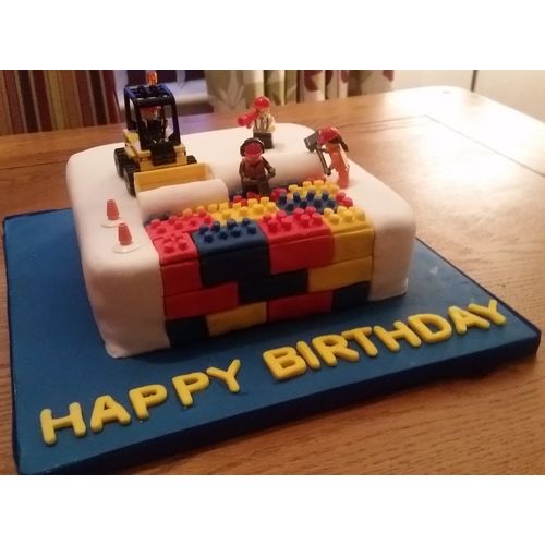 Custom lego under construction birthday cake